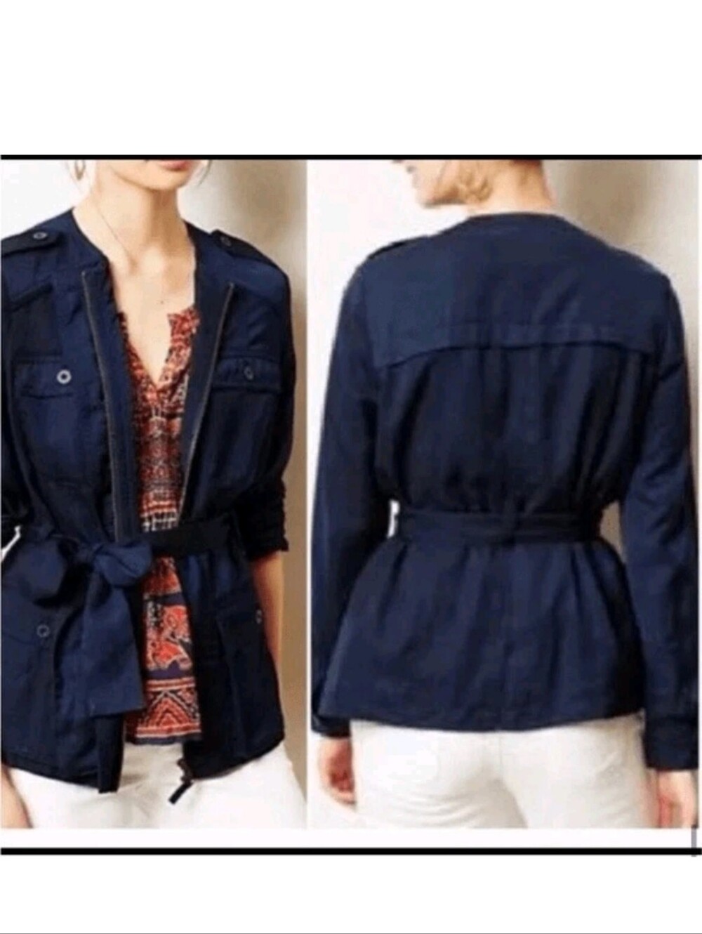 Anthropologie × Hei Hei Belted Anorak Utility Jacket Navy Blue Lightweight XS - Picture 3 of 12
